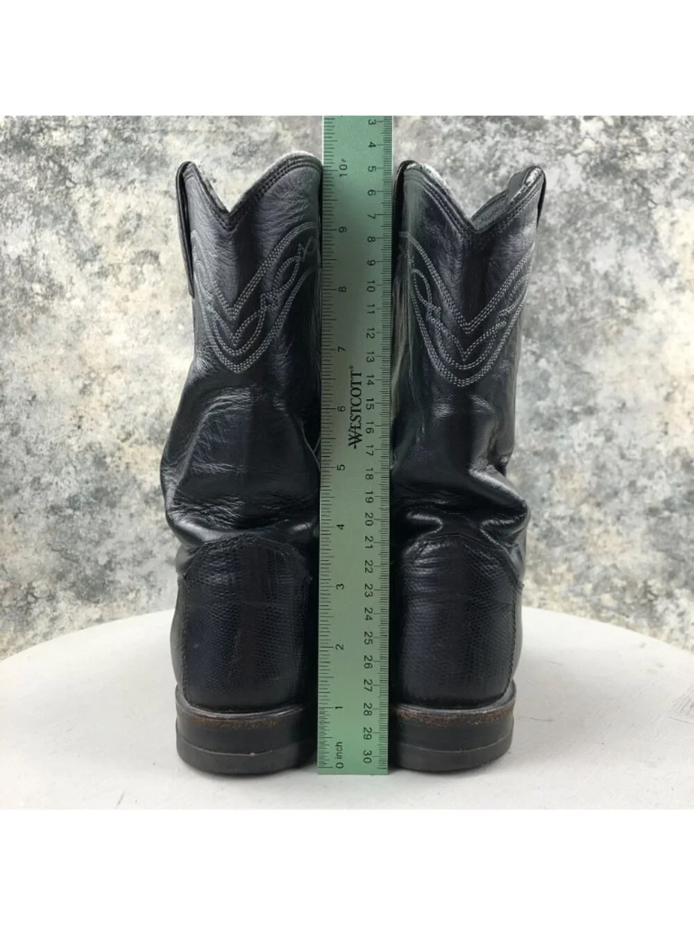 Justin Men's Size 8B Black Leather Vintage Iguana Western Cowboy Boots USA FAIR